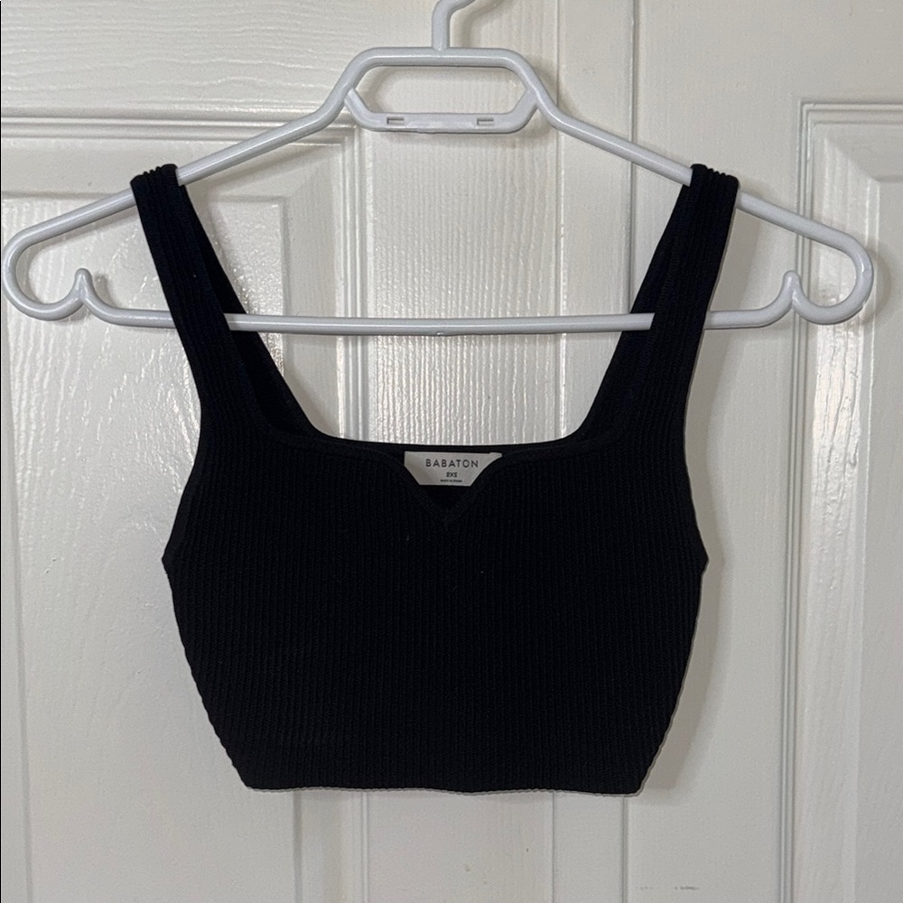 NWOT Babaton Black Sleeveless Fitted Crop Tank Top